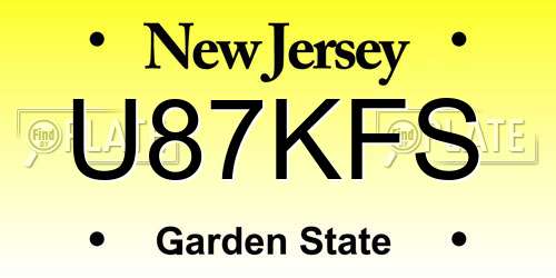 U87KFS New Jersey License Plate