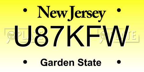 U87KFW New Jersey License Plate