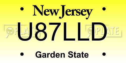 U87LLD New Jersey License Plate