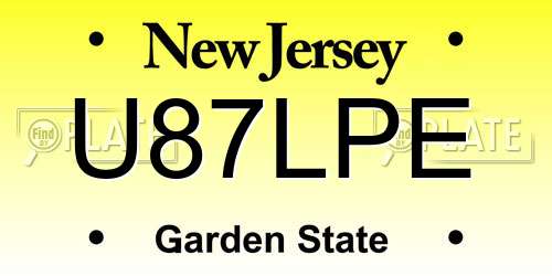 U87LPE New Jersey License Plate