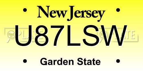 U87LSW New Jersey License Plate