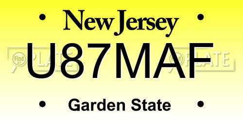 U87MAF New Jersey License Plate