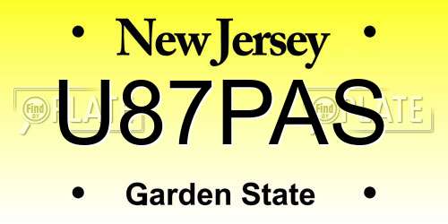 U87PAS New Jersey License Plate