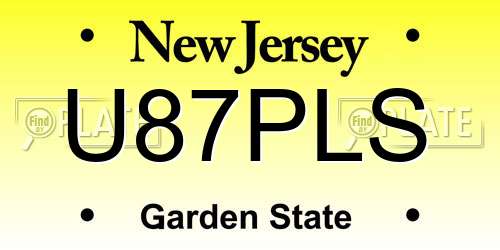 U87PLS New Jersey License Plate