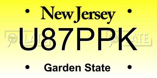 U87PPK New Jersey License Plate