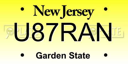 U87RAN New Jersey License Plate