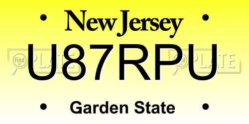 U87RPU New Jersey License Plate