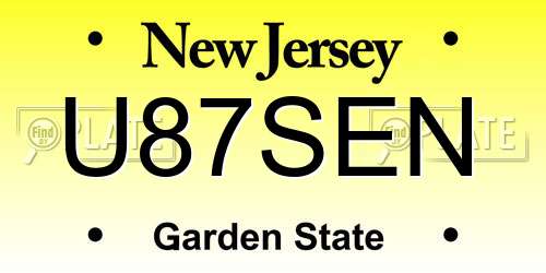 U87SEN New Jersey License Plate