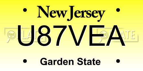U87VEA New Jersey License Plate