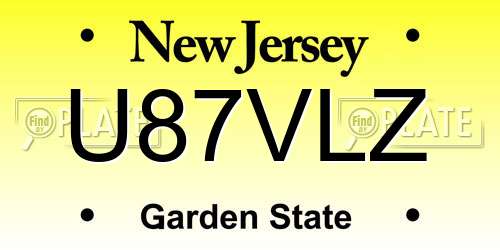 U87VLZ New Jersey License Plate