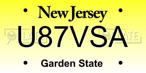 U87VSA New Jersey License Plate