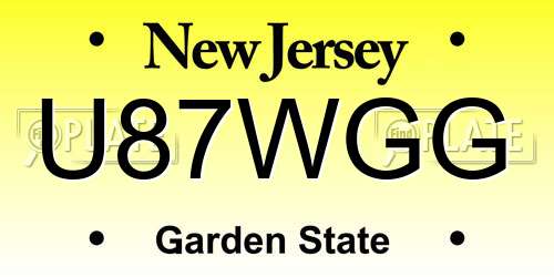 U87WGG New Jersey License Plate