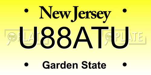 U88ATU New Jersey License Plate