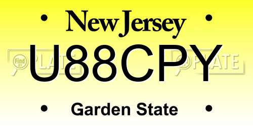 U88CPY New Jersey License Plate