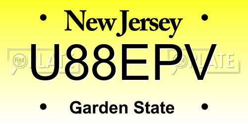 U88EPV New Jersey License Plate