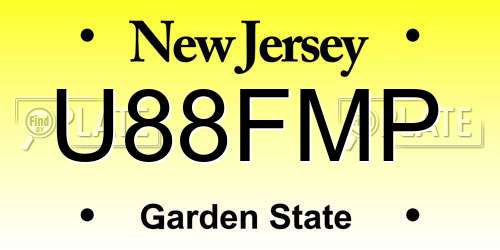 U88FMP New Jersey License Plate