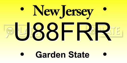 U88FRR New Jersey License Plate