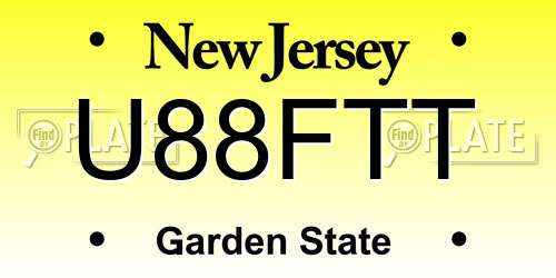 U88FTT New Jersey License Plate