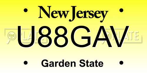 U88GAV New Jersey License Plate