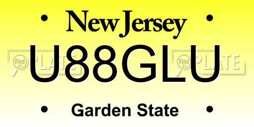 U88GLU New Jersey License Plate