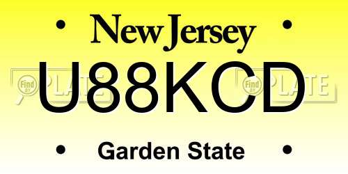 U88KCD New Jersey License Plate