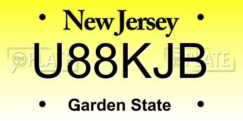 U88KJB New Jersey License Plate