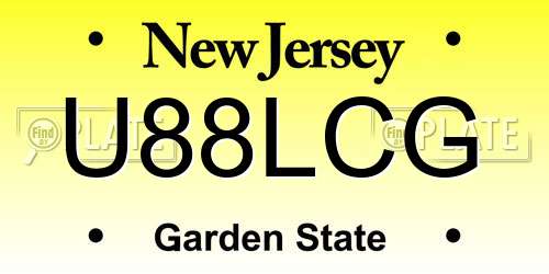 U88LCG New Jersey License Plate