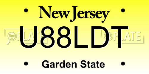 U88LDT New Jersey License Plate