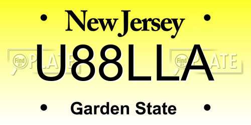 U88LLA New Jersey License Plate