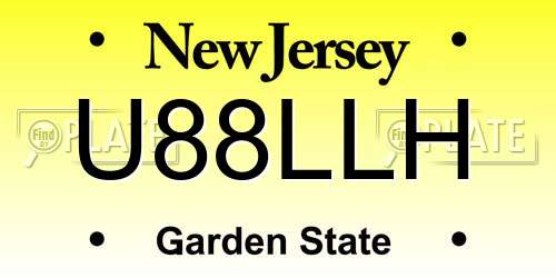 U88LLH New Jersey License Plate