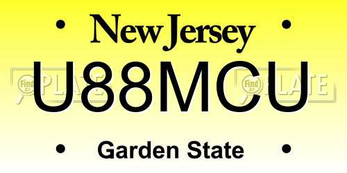 U88MCU New Jersey License Plate