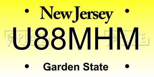 U88MHM New Jersey License Plate