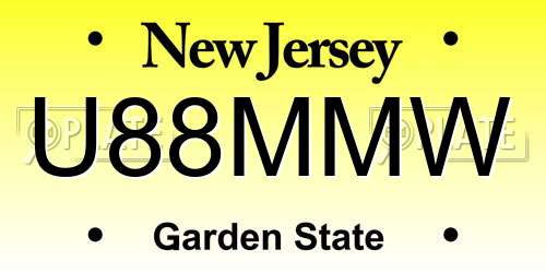 U88MMW New Jersey License Plate