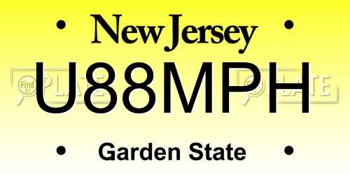 U88MPH New Jersey License Plate