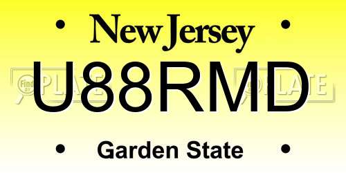 U88RMD New Jersey License Plate
