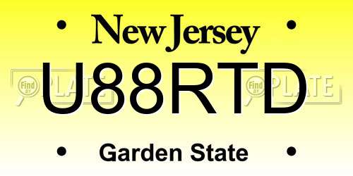 U88RTD New Jersey License Plate