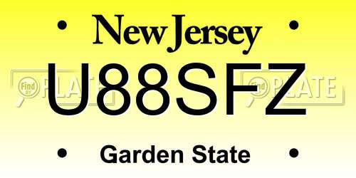 U88SFZ New Jersey License Plate