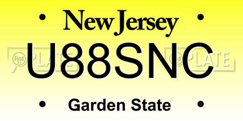 U88SNC New Jersey License Plate
