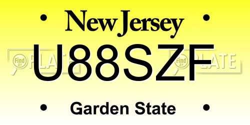 U88SZF New Jersey License Plate