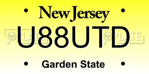 U88UTD New Jersey License Plate