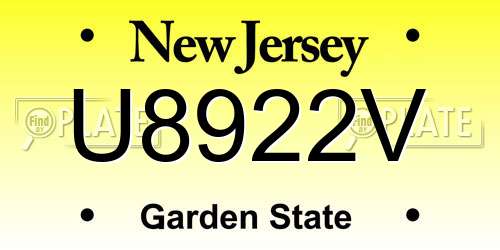 U8922V New Jersey License Plate