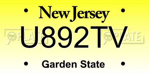 U892TV New Jersey License Plate