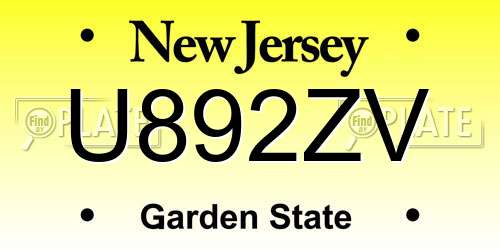 U892ZV New Jersey License Plate