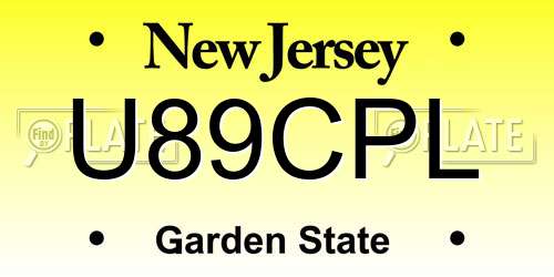U89CPL New Jersey License Plate