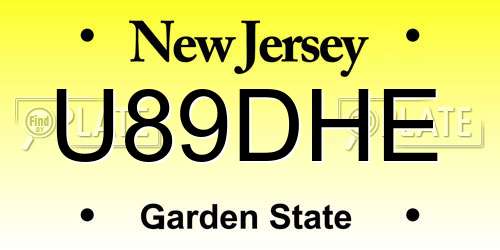 U89DHE New Jersey License Plate