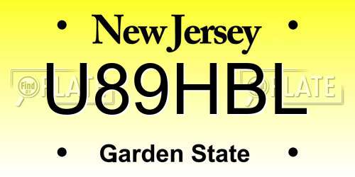 U89HBL New Jersey License Plate