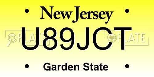 U89JCT New Jersey License Plate