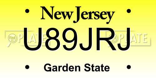 U89JRJ New Jersey License Plate