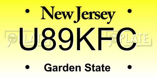 U89KFC New Jersey License Plate