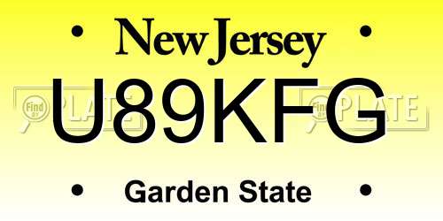 U89KFG New Jersey License Plate